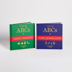 Two books titled 'Learn the ABCs of High Fashion' and 'Learn the ABCs of Fine Jewellery' on a white background.